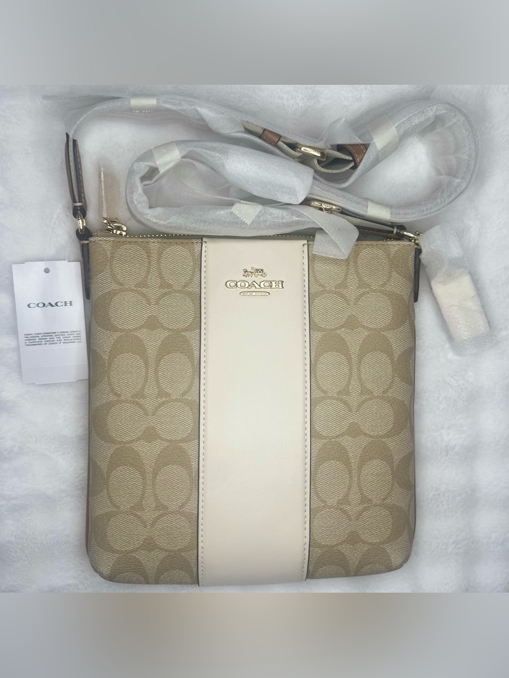 Coach CR248 Signature Stripe File Crossbody Bag NWT - Light Khaki